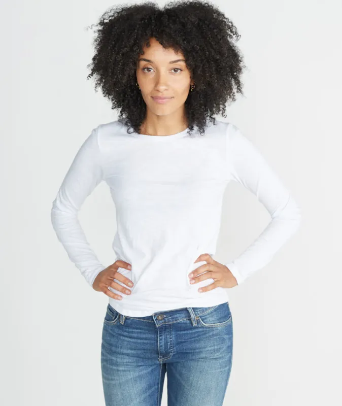 Clover Saddle Longsleeve in White sold by Marine Layer
