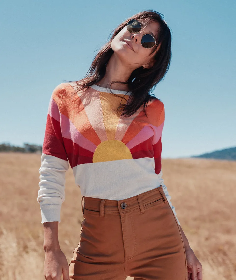 Sunset Icon Sweater in Oatmeal/Warm Sunset sold by Marine Layer