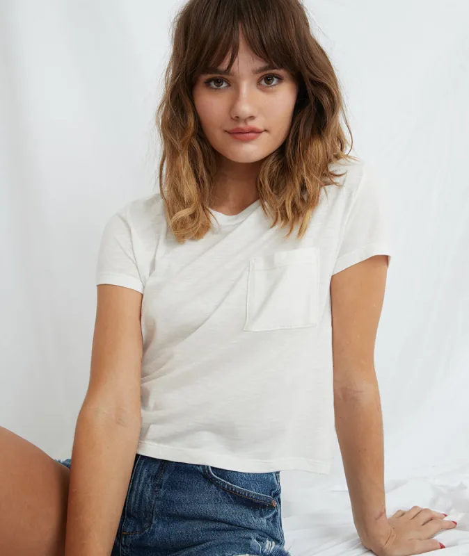 Crop Pocket Tee in White sold by Marine Layer