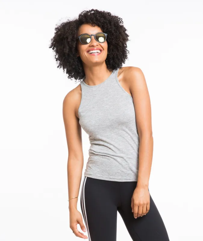 Charlie Tomboy Tank - Grey & White Stripe sold by Marine Layer