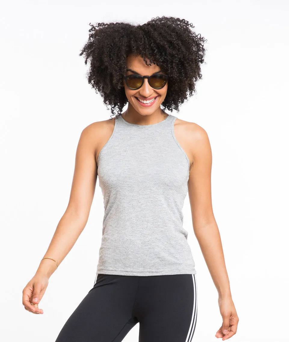 Charlie Tomboy Tank - Grey & White Stripe sold by Marine Layer product image thumbnail 2