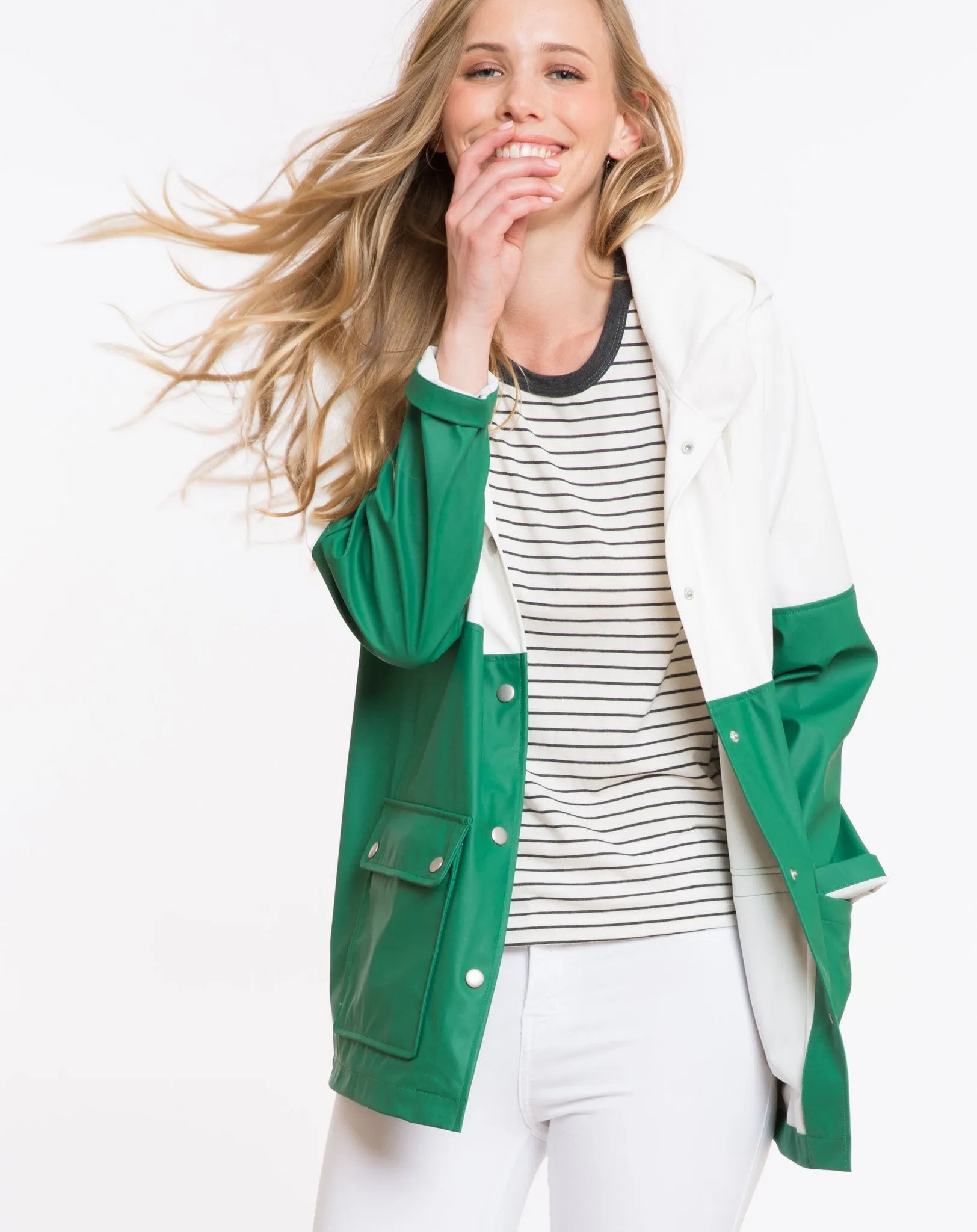 Classic Colorblock Raincoat - Green and White sold by Marine Layer product image thumbnail 3