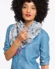 Kingsley Tassled Straight Scarf - Navy and White sold by Marine Layer