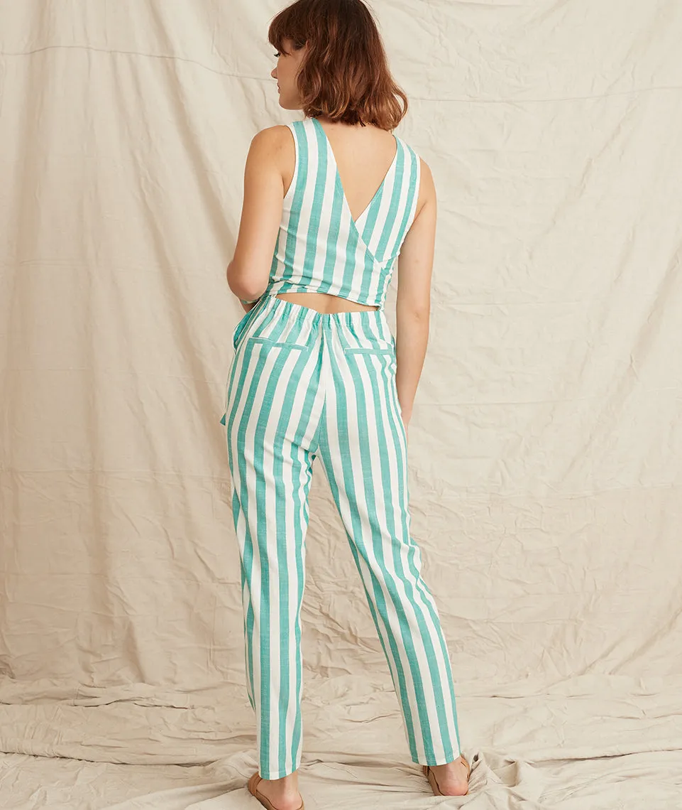Eloise Jumpsuit in Green Lake/White Stripe sold by Marine Layer product image thumbnail 2