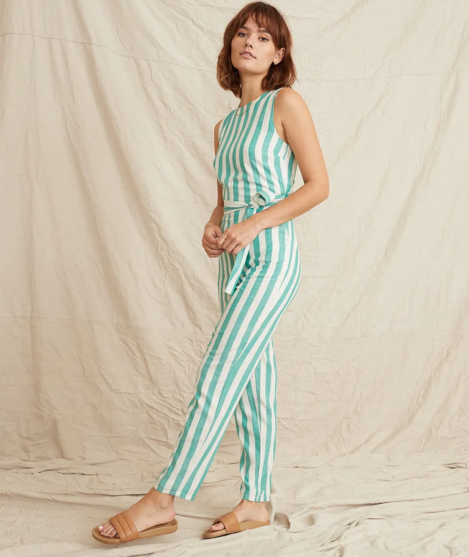 Eloise Jumpsuit in Green Lake/White Stripe sold by Marine Layer product image thumbnail 4