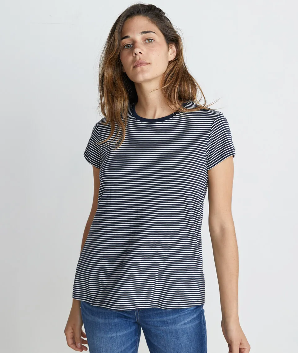 Swing Crew in Navy/White Stripe sold by Marine Layer