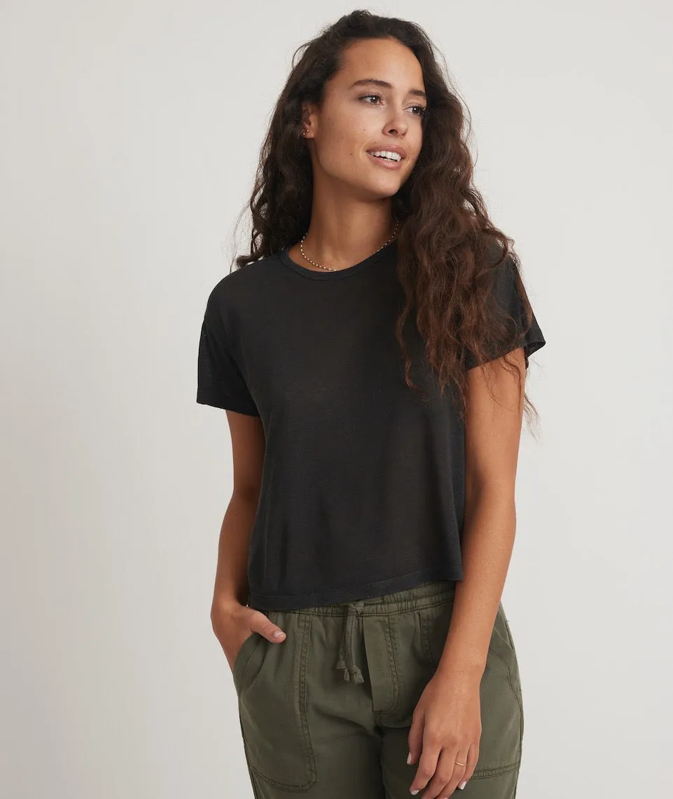 Hemp Cotton Oversized Tee in Faded Black sold by Marine Layer
