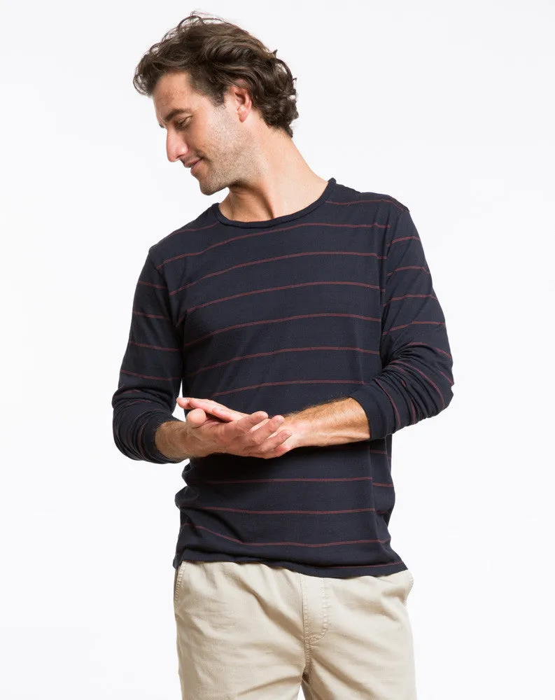 Longsleeve Striped Crewneck - Navy and Red Stripe sold by Marine Layer