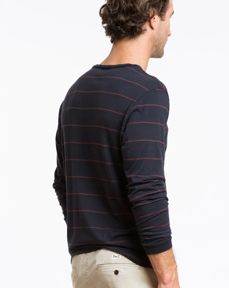 Longsleeve Striped Crewneck - Navy and Red Stripe sold by Marine Layer product image thumbnail 3