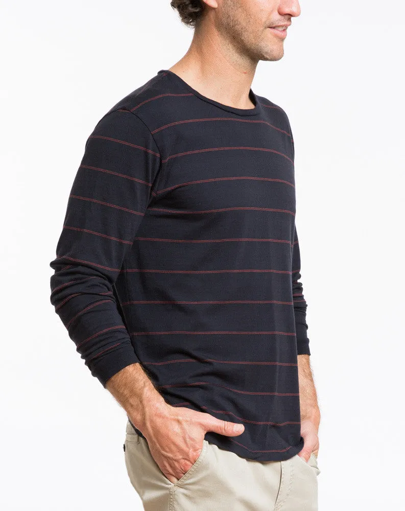 Longsleeve Striped Crewneck - Navy and Red Stripe sold by Marine Layer product image thumbnail 2