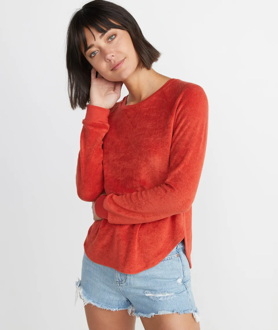 Terry Out Crewneck Sweatshirt in Cherry sold by Marine Layer