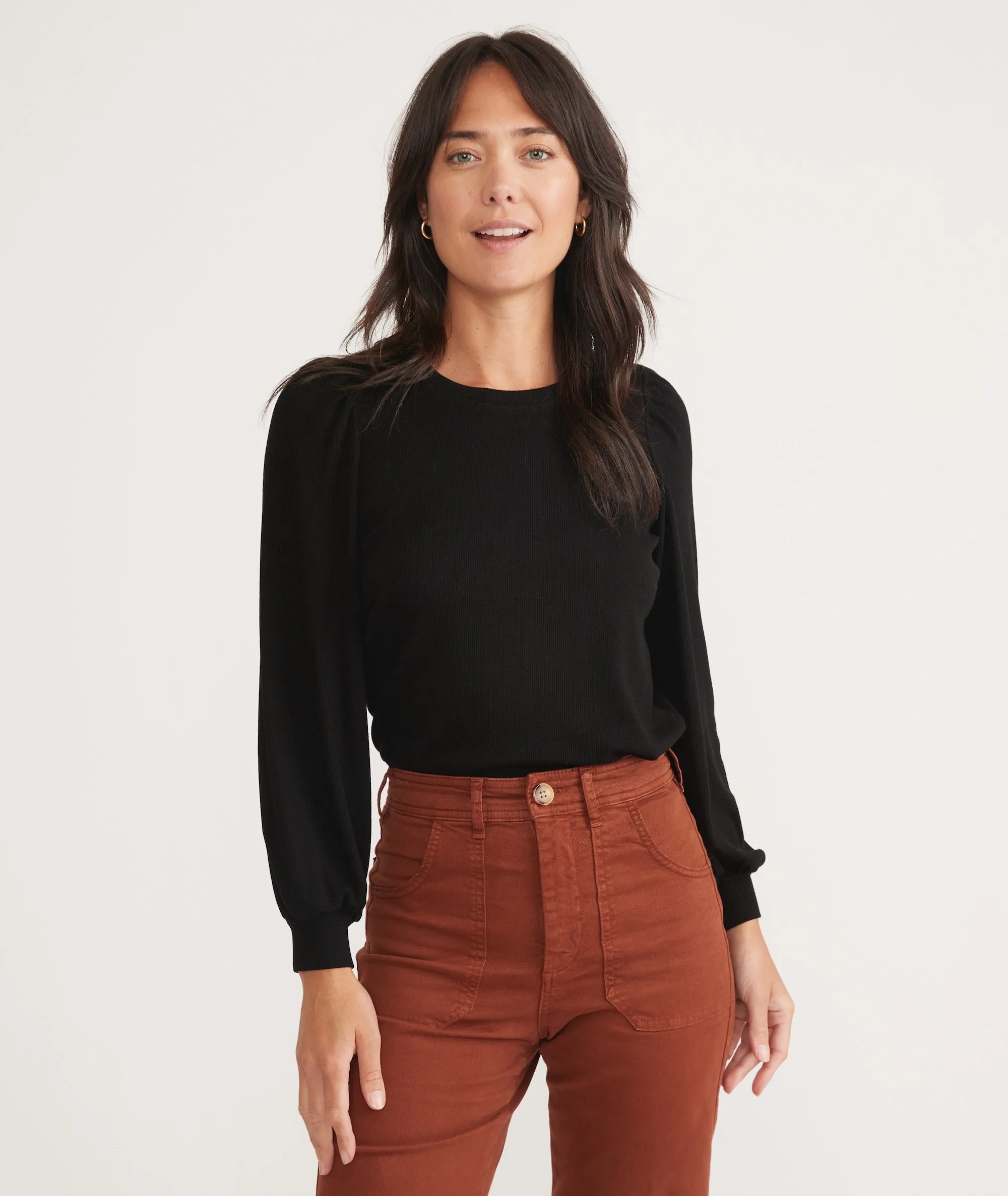 Lexi Rib Puff Sleeve Top sold by Marine Layer