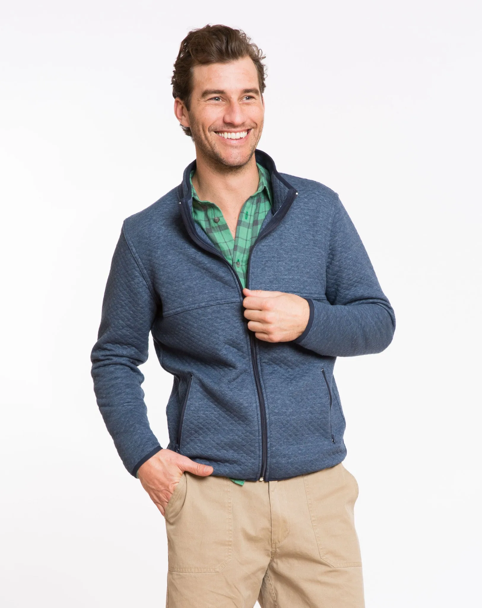 Franz Quilted Full Zip - Navy sold by Marine Layer