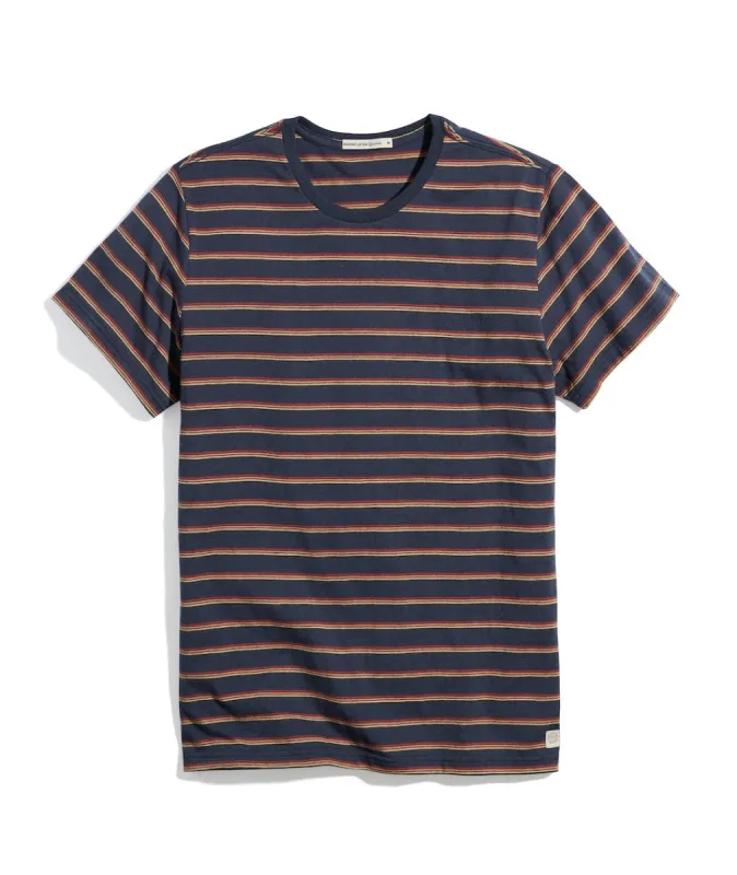 Signature Crew Tee in Navy Sunset Stripe sold by Marine Layer