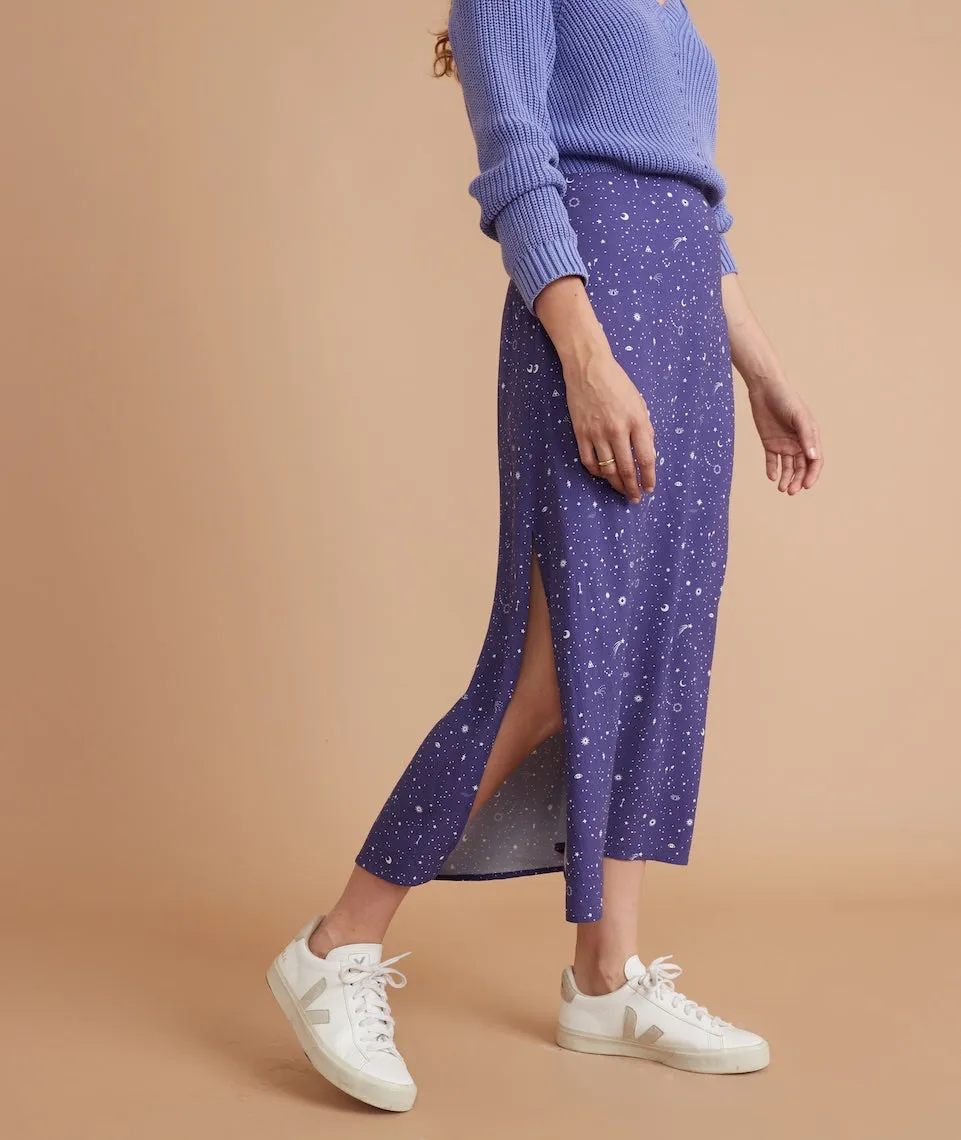 Ryan Midi Slip Skirt in Blue Celestial Print sold by Marine Layer product image thumbnail 2