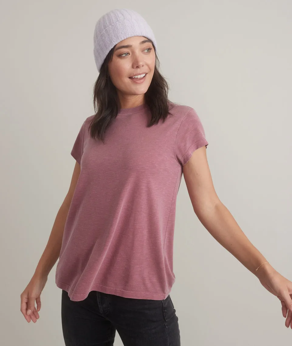 Swing Crew Tee in Rhododendron sold by Marine Layer