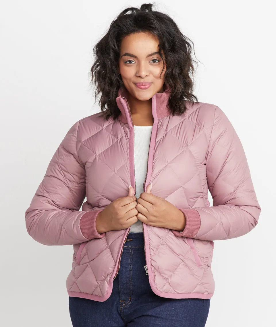 Meredith Puffer Coat in Mauve sold by Marine Layer