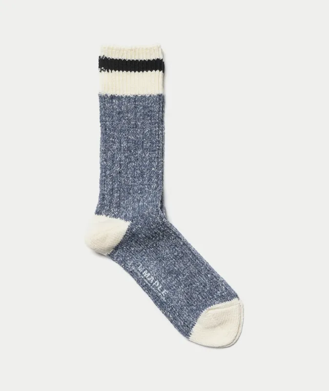 Maple Heritage Speckle Ribbed Sock in Blue sold by Marine Layer