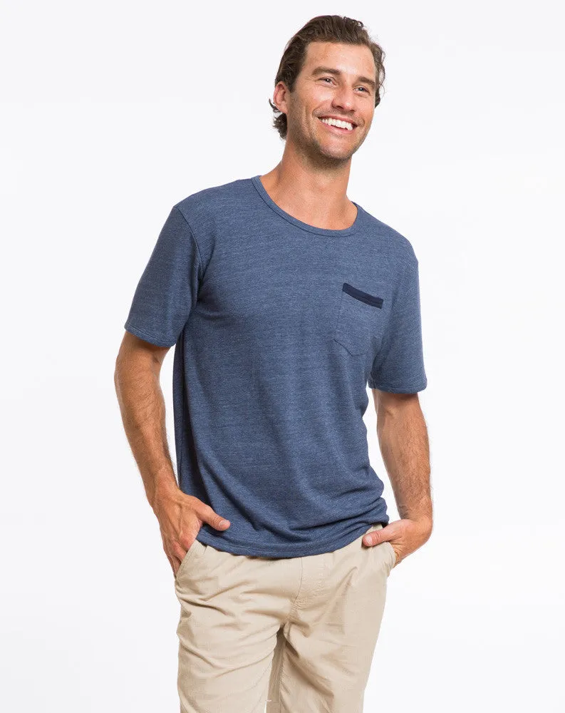 Double Knit Pocket Tee - Dark Navy sold by Marine Layer