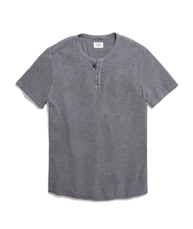 Short Sleeve Henley in Magnet/Black Stripe sold by Marine Layer