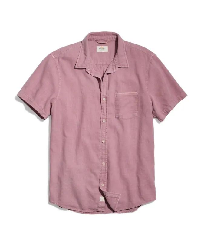 Short Sleeve Selvage Cotton Shirt in Dusty Pink sold by Marine Layer