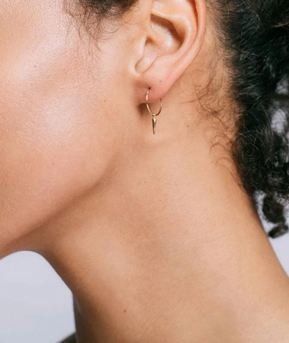 Kris Nations Small Hoop Earrings with Petite Spikes in Gold sold by Marine Layer product image thumbnail 3
