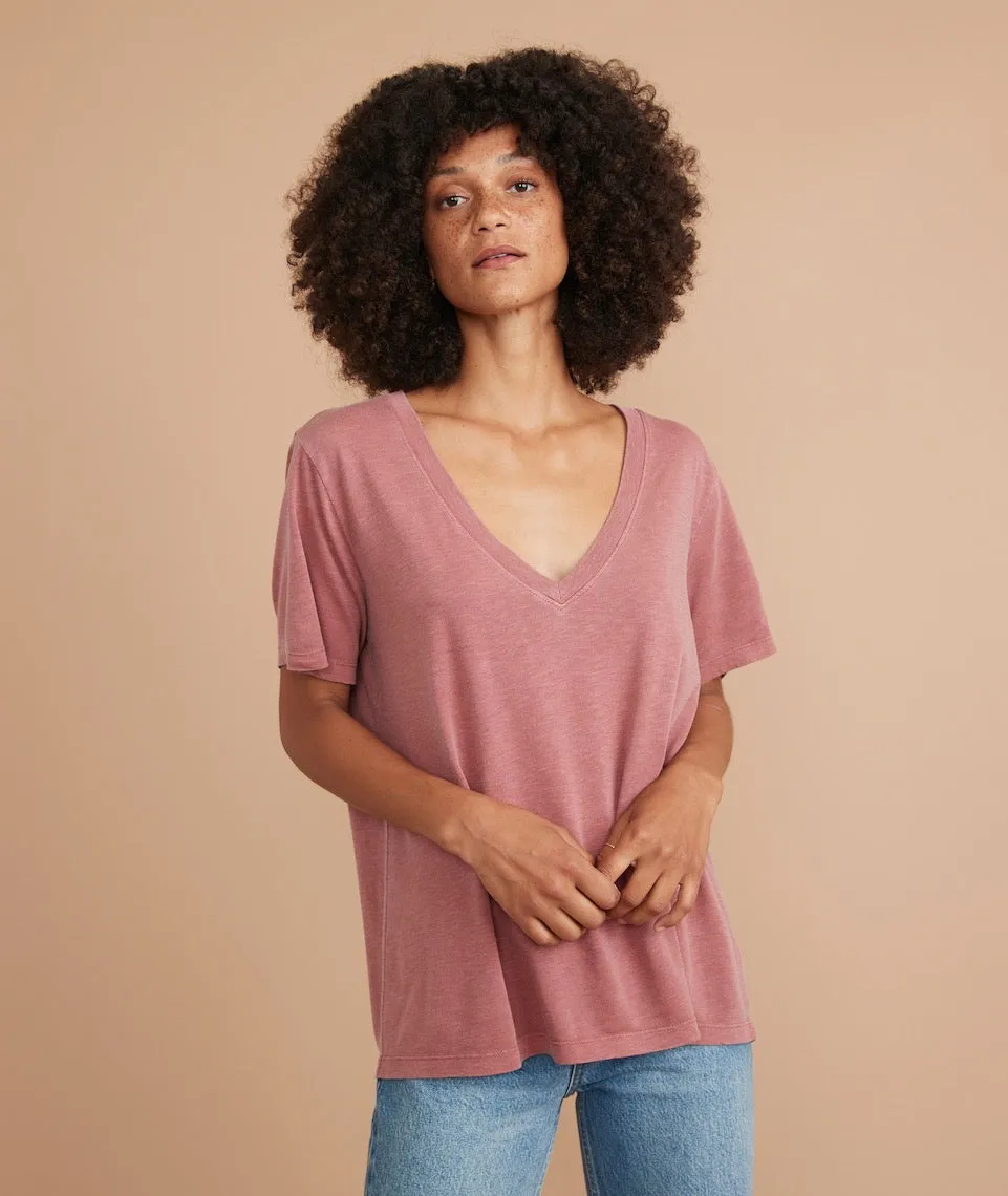 Boyfriend V-Neck Tee in Ruby Wine sold by Marine Layer product image thumbnail 3