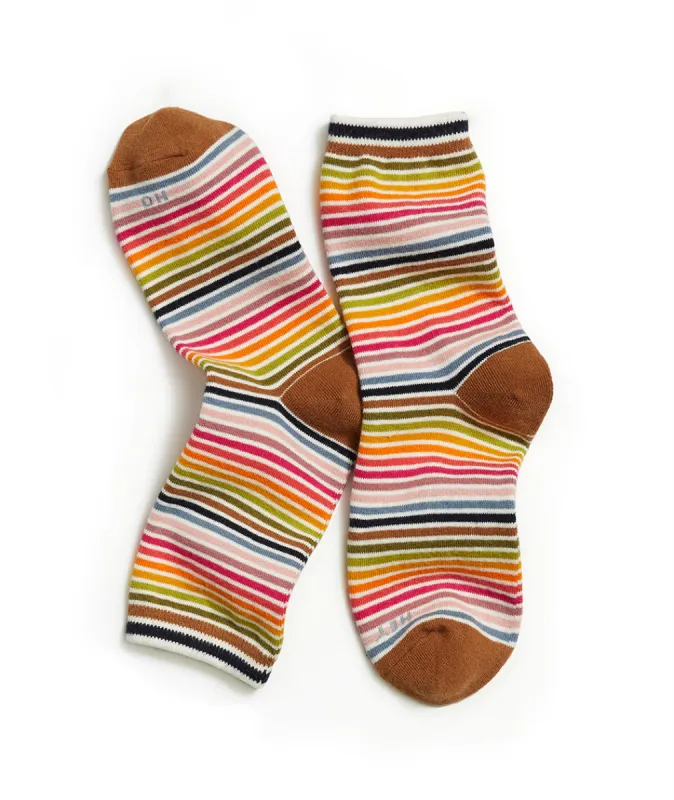 Hi-Ankle Crew Sock in Rainbow Stripe sold by Marine Layer