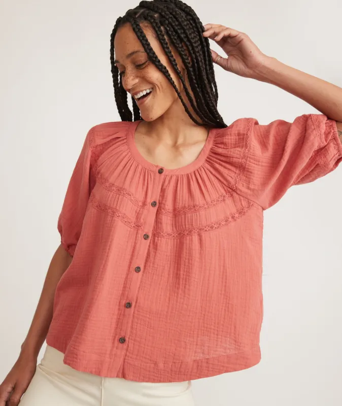 Wren Puff Sleeve Top sold by Marine Layer