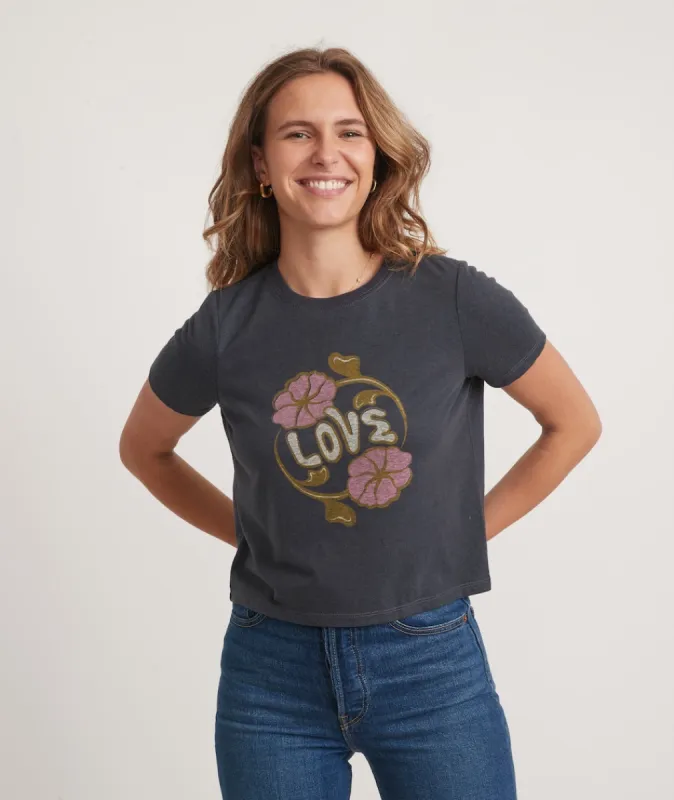 Graphic Triblend Crop Tee in Flower Love Graphic sold by Marine Layer