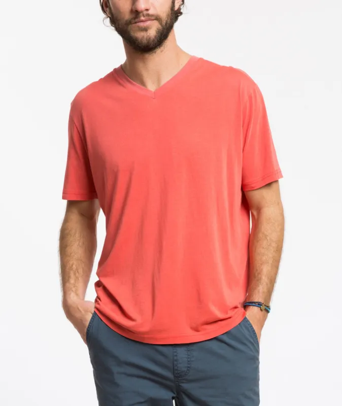 Signature Pigment Dye V-neck - Paprika sold by Marine Layer