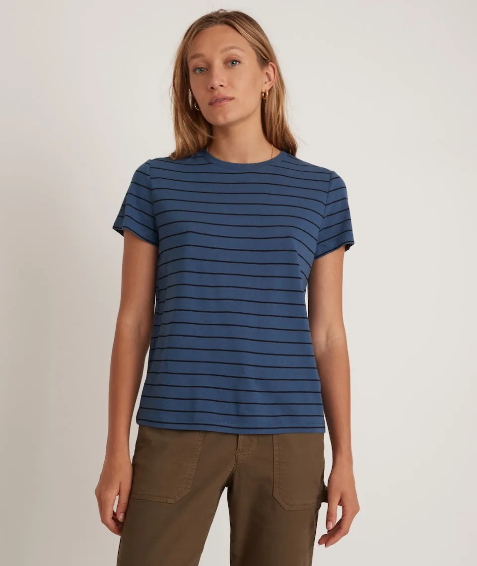 Classic Crew Tee in Navy and Black Stripe sold by Marine Layer product image thumbnail 2