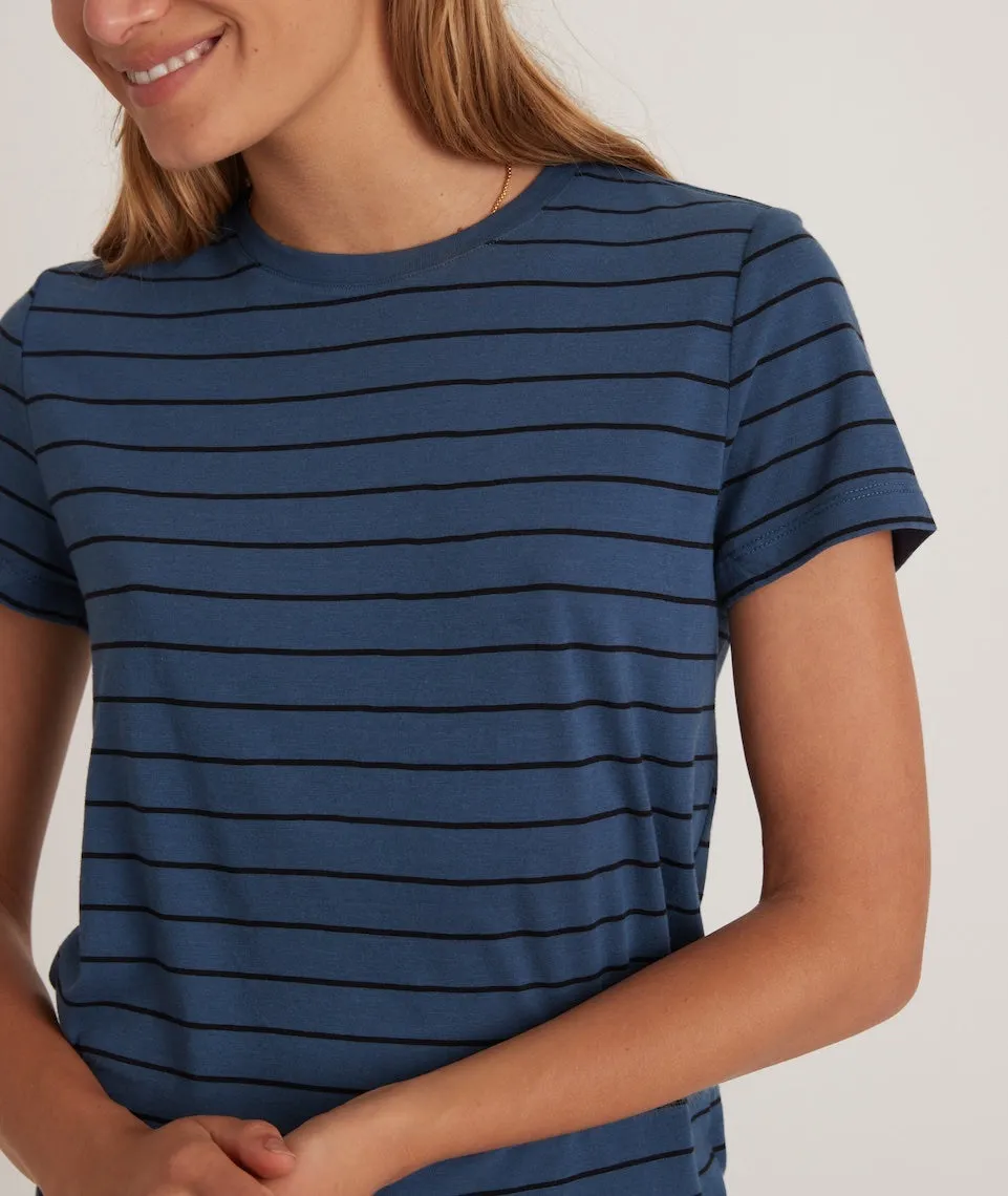 Classic Crew Tee in Navy and Black Stripe sold by Marine Layer product image thumbnail 3