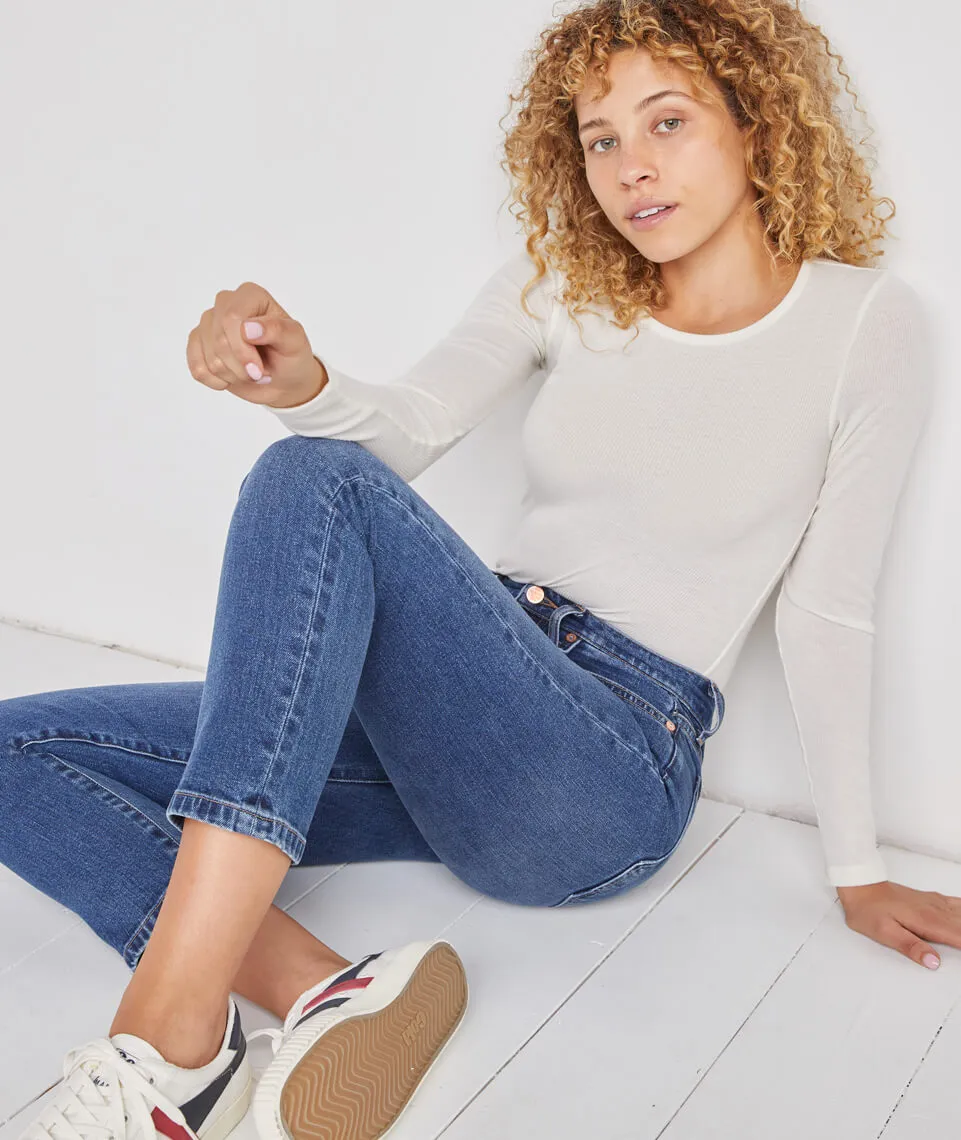 Longsleeve Lila Rib Crew in White sold by Marine Layer