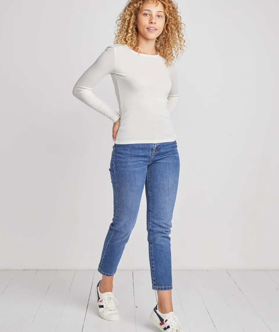 Longsleeve Lila Rib Crew in White sold by Marine Layer product image thumbnail 3