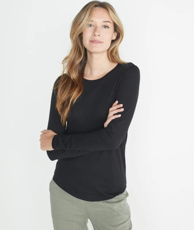 Clover Saddle Longsleeve in Black sold by Marine Layer