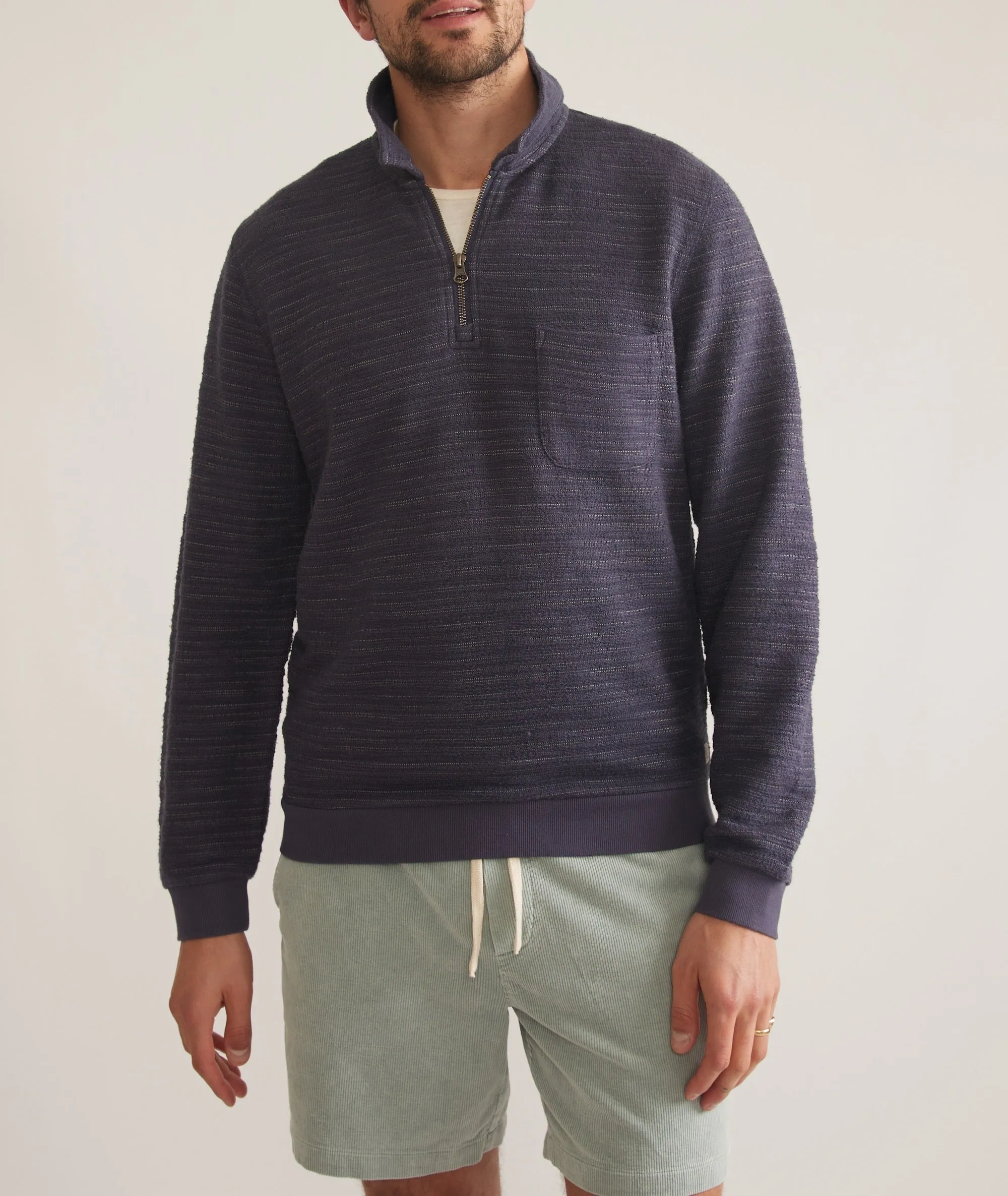 Textured Stripe Quarter Zip sold by Marine Layer product image thumbnail 4