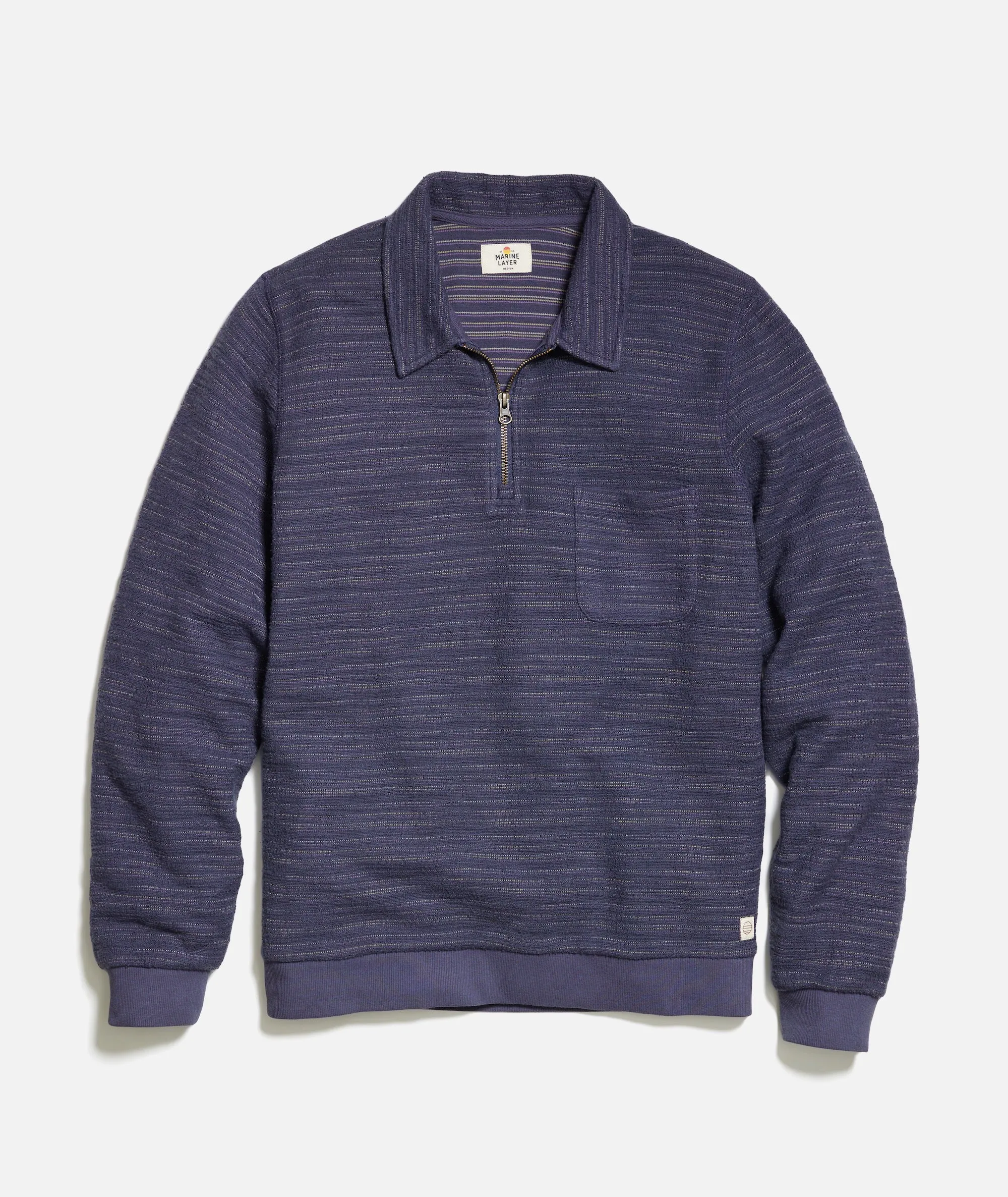 Textured Stripe Quarter Zip sold by Marine Layer