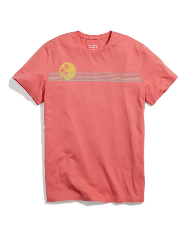 Signature Crew Graphic Tee in Baked Apple Palm Sunset sold by Marine Layer