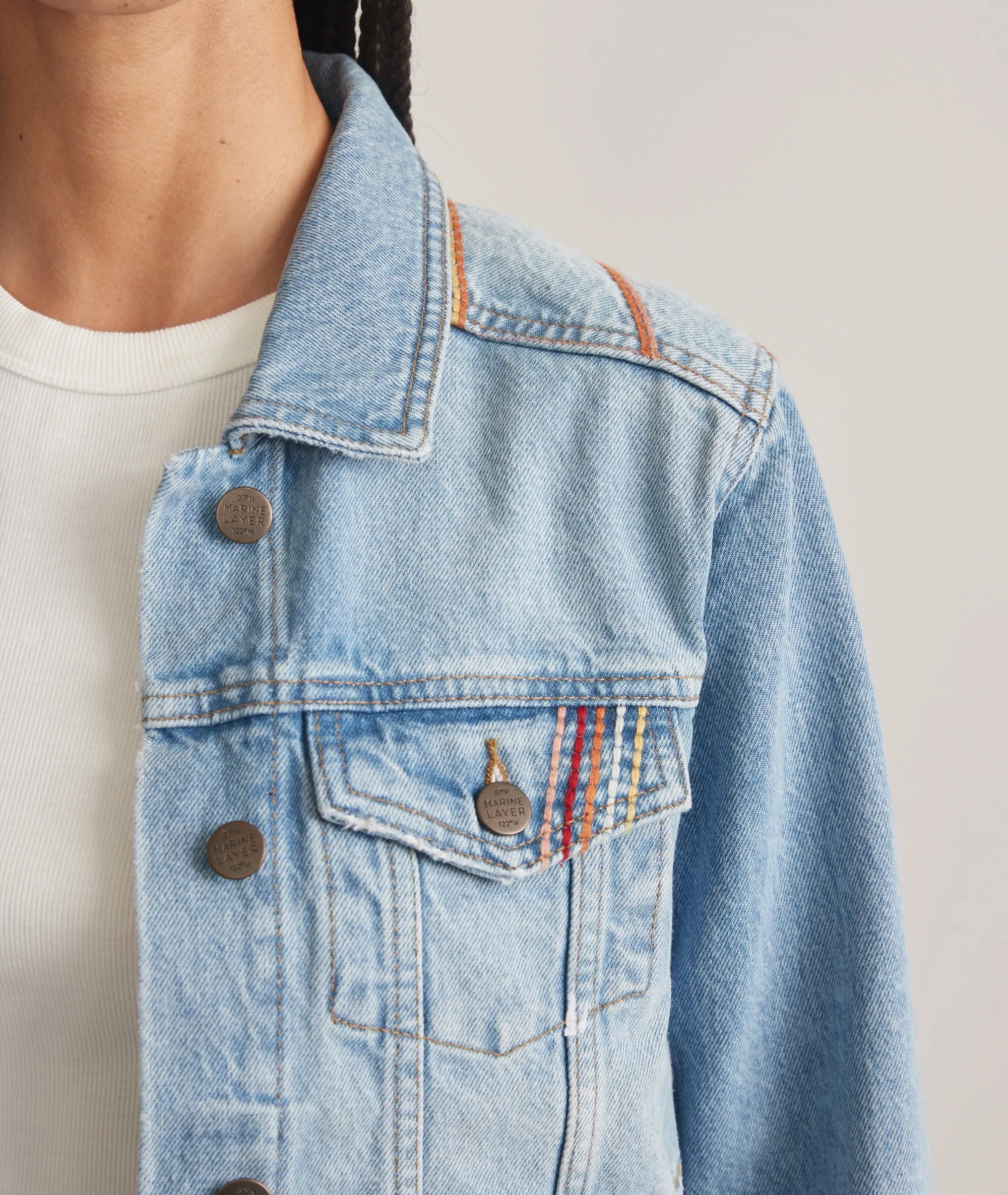 Embroidered Denim Jacket sold by Marine Layer product image thumbnail 3