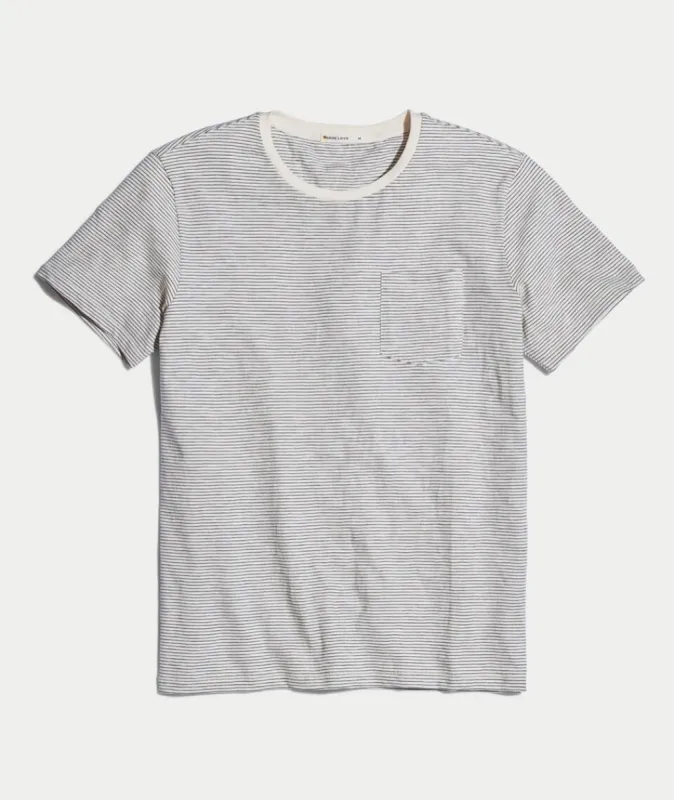 Signature Pocket Tee in Natural/Black sold by Marine Layer