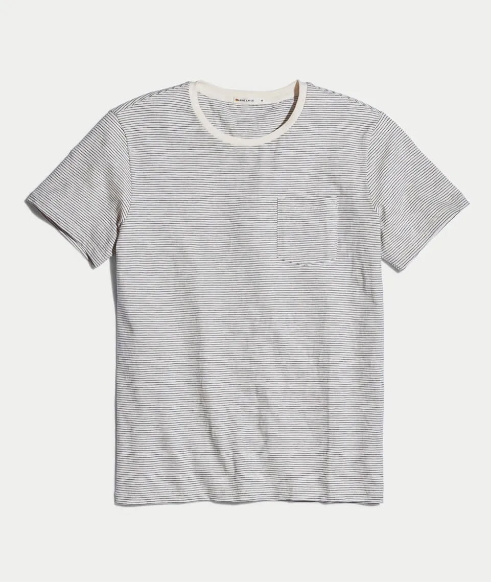 Signature Pocket Tee in Natural/Black sold by Marine Layer