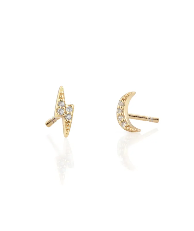 Kris Nations Thunder Moon Pave Stud Earrings sold by Marine Layer