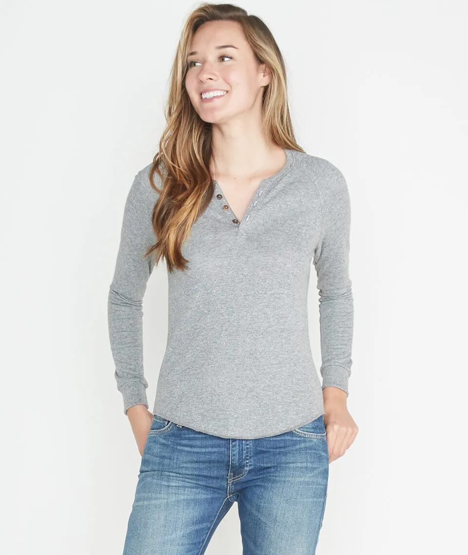Double Knit Henley - Heather Grey sold by Marine Layer