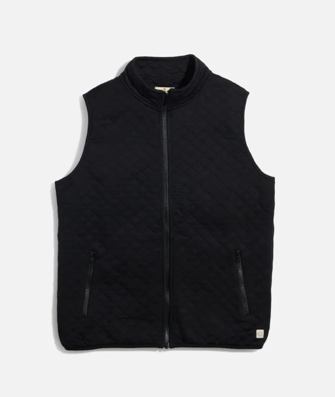Men's Corbet Full Zip Vest in Black sold by Marine Layer