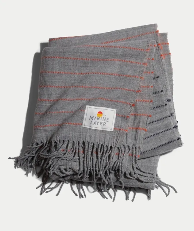 Roving Stitch Blanket in Heather Grey sold by Marine Layer