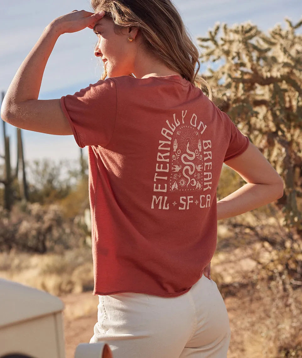 Boyfriend Crew Graphic Tee in Redwood sold by Marine Layer