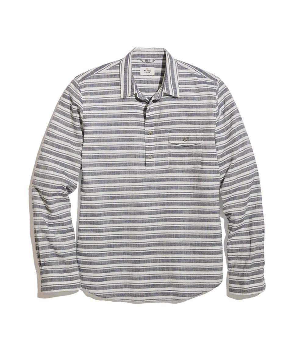 Storey Popover in Blue Stripe sold by Marine Layer