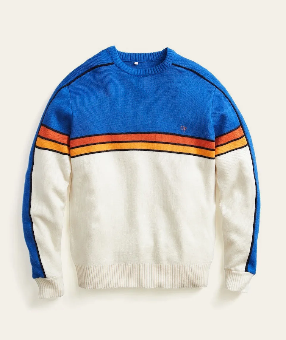 Vintage OP Crew in Blue Sunset Stripe sold by Marine Layer