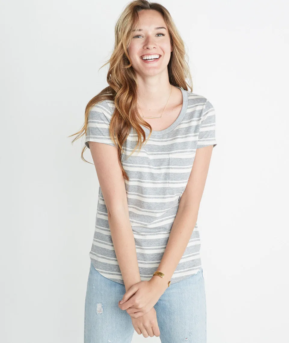 Boyfriend Pocket Tee in Heather Grey Stripe sold by Marine Layer product image thumbnail 3